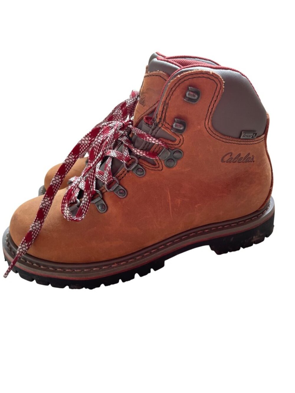 Cabelas Womens Brown Leather Hiking Climbing Trail Boots Size 6.5M With Lug sole